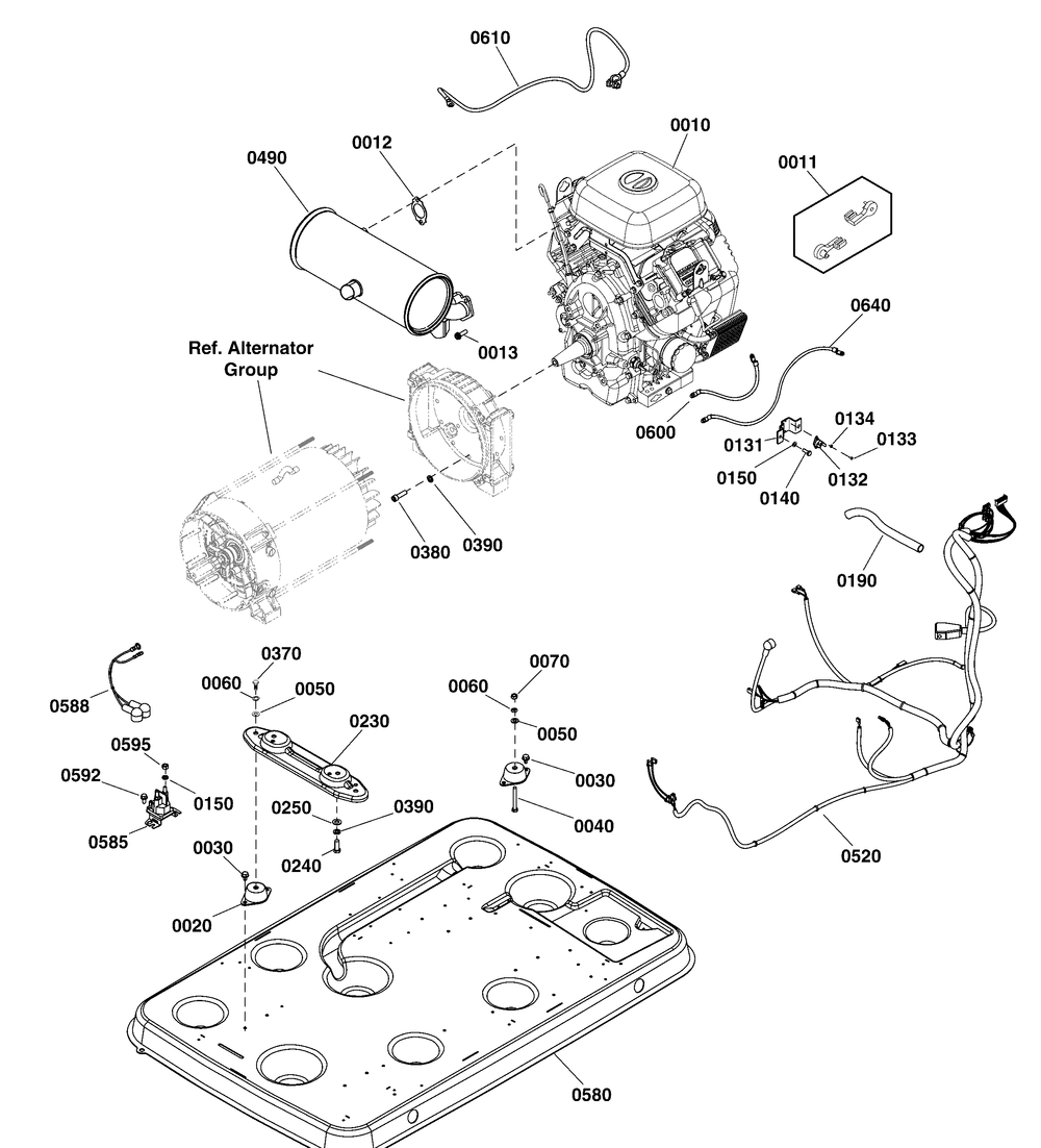 Power Group Diagram and Parts List for 040630-00  Briggs and Stratton Generator